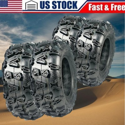  Full Set 4 25x8-12 25x10-12 ATV Mud Tires 4Ply UTV All Terrain Replacement Tyr