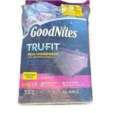 GoodNites Tru-Fit Starter Kit Girl 2 Real Underwear 5 Disposable Insert L/XL NIP