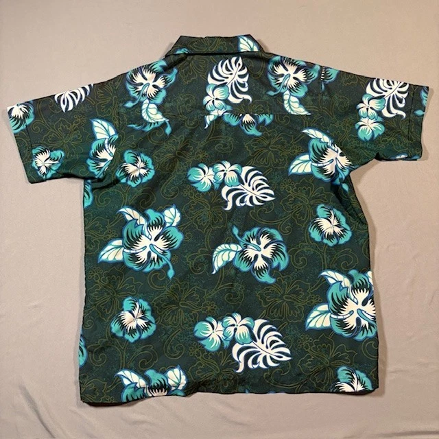 Flipbox 男式绿色/蓝色花卉夏威夷短袖纽扣衬衫 M 码 — 第 2/4 张图片