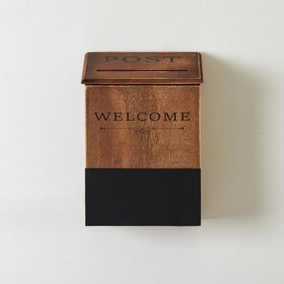 Rustic Wooden Mailbox Wall Mount Welcome Post Box Chalkboard Farmhouse Decor