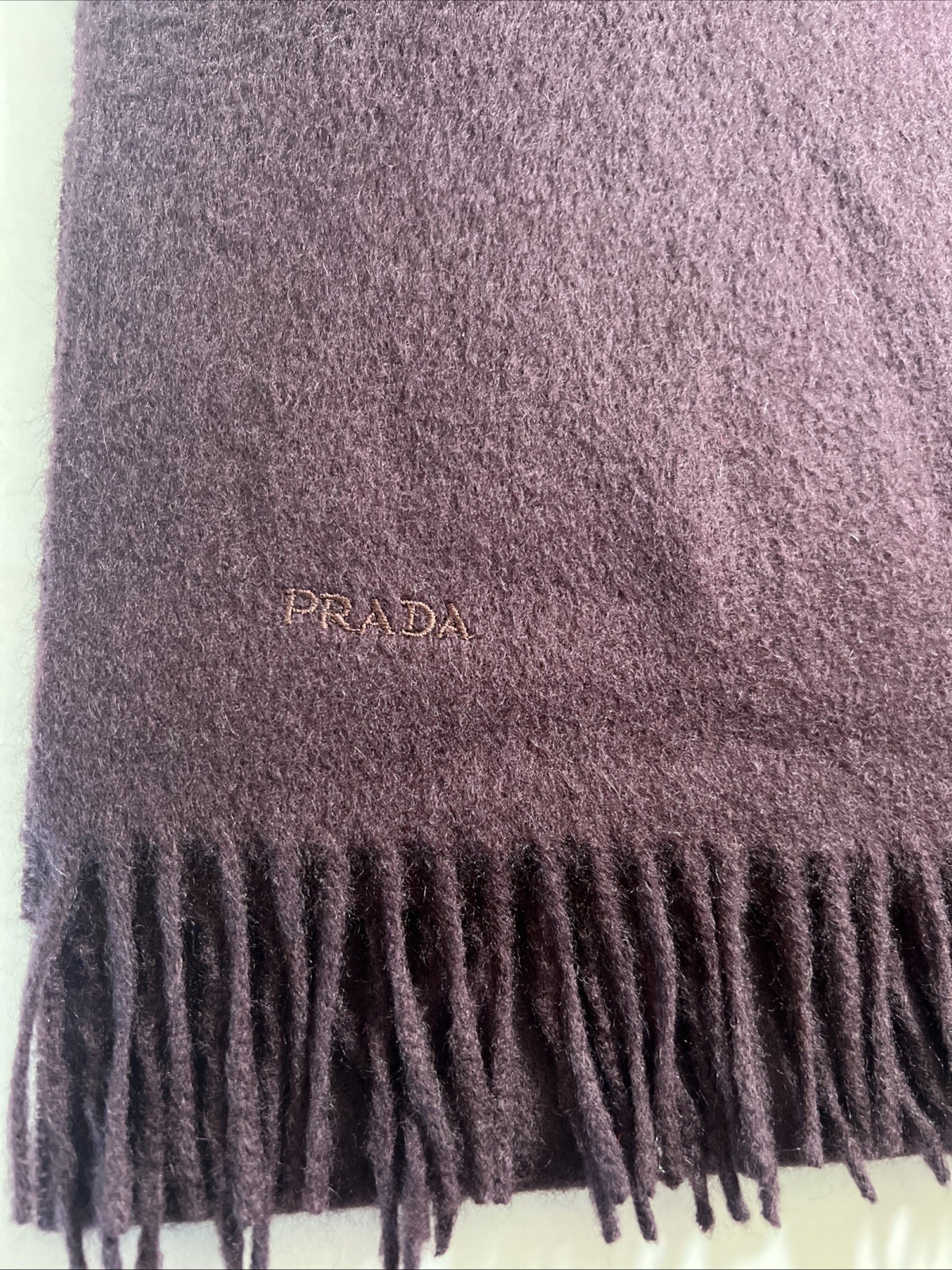 Prada Italy WIDE Rectangular Scarf Solid Burgundy… - image 2