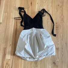BCBG Max Azria Black & White 2000s Mini Dress Pleated Empire Waist size 04