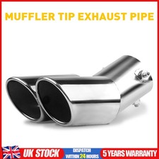 Universal Twin Dual Exhaust Pipe Trim Tip Tail Muffler Stainless Steel Chrome UK