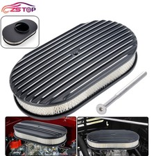 15 Oval Full Finned Air Cleaner Washable For Sbc Bbc Chevy Ford 5-18 Carb Neck