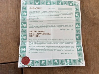Rolex Blanko Holgramm Garantie Zertifikat 564.00.250.2.1986