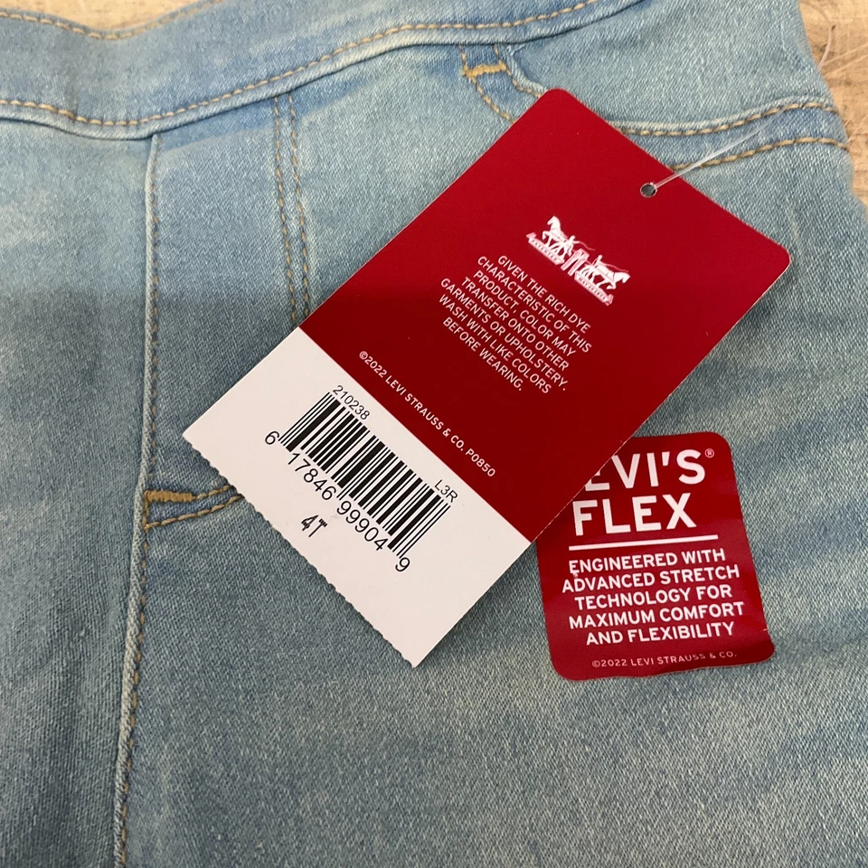 Nuevo Levi's Flex Pull-On Jeggings Azul Claro Ajustado Tobillo tiro medio Talla 4T Foto 4 de 4