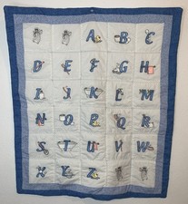 Vintage Style ABC Baby Blanket Quilt Crib Bedding Bath Theme Letters