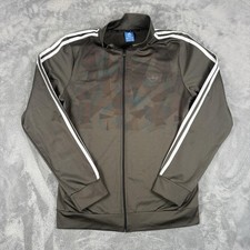 Adidas Originals Track Jacket Mens Size XL Gray Full Zip Trefoil Logo 3 Stripe