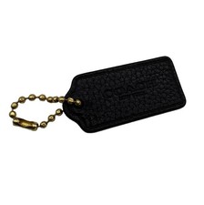 COACH 2.3" Hang Tag Bag Charm Keychain leather Black