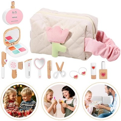 Schminke Simulationsset Holz Makeup Lippenstift Kosmetiktasche Kinderspielzeug
