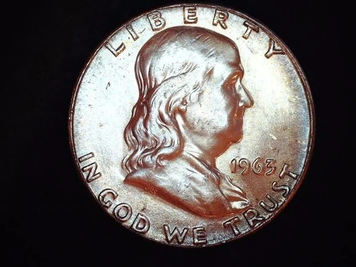 1963 50 cent Franklin half silver dollar uncirculated