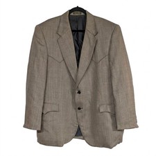 VTG Circle S Wool Viscose Brown Western Sport Coat Blazer 48 R Cowboy Rockabilly