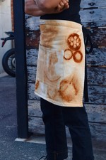 Handmade Short Bistro Apron Rust Dyed Organic Cotton Denim Twill One Of A Kind