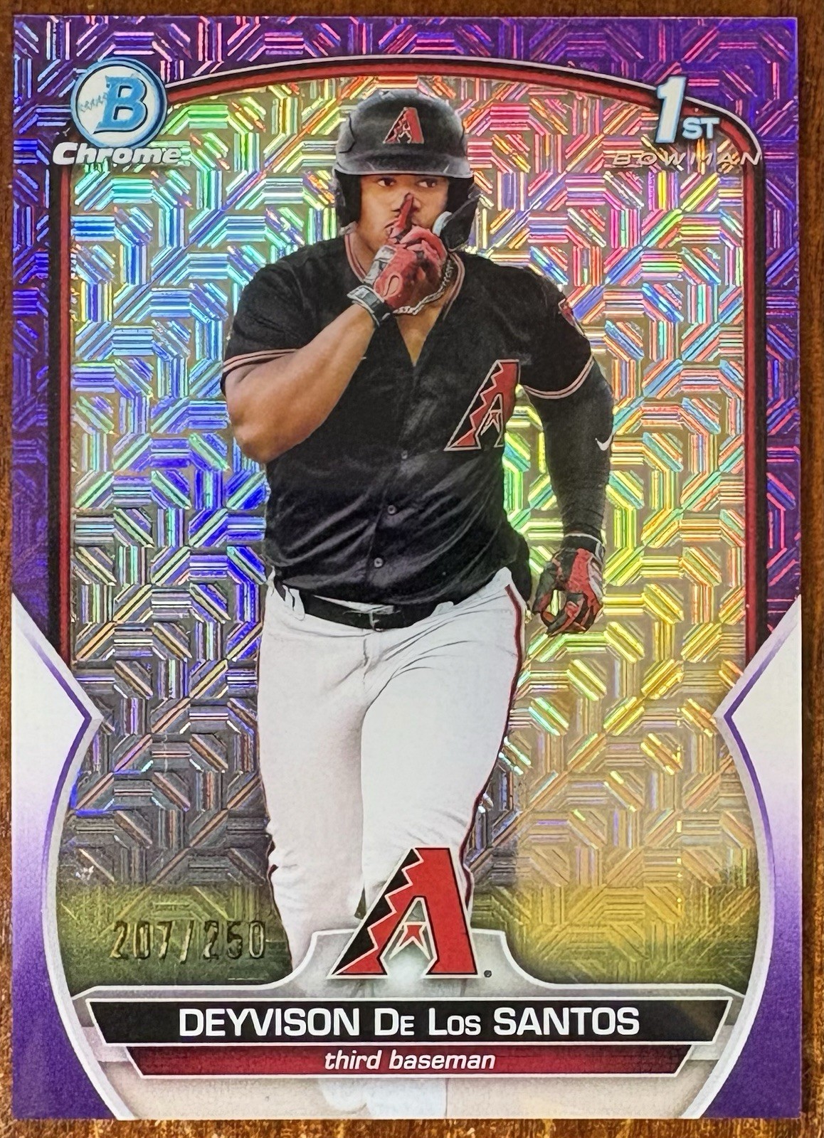 DEYVISON DE LOS SANTOS 207/250 1st Bowman Chrome Purple Mojo 2023 Bowman Marlins
