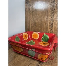 Temptations Poppy Passion 2.5 Qt Baking Casserole Dish Set With Server Basket