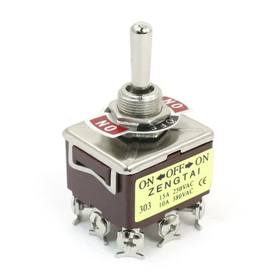 UXCELL AC380V 10A ON-OFF-ON 3 Positions 9 Pin Latching Toggle Switch 3PDT Brick Red