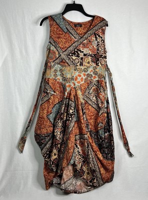 LOS BANDITOS Sleeveless Patchwork Midi Boho Dress Size M