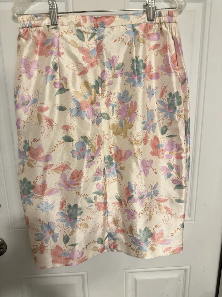 Conjunto de traje de falda y chaqueta rosa floral Leslie Fay para mujer y dama Y2K vintage talla 12 Foto 4 de 4