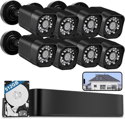 8 Camera Security System AIWIXEN 1080P 512GB HDD