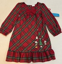 Disney Store Mickey  Minnie Mouse Embroidered Girls Christmas Nightgown Size 4