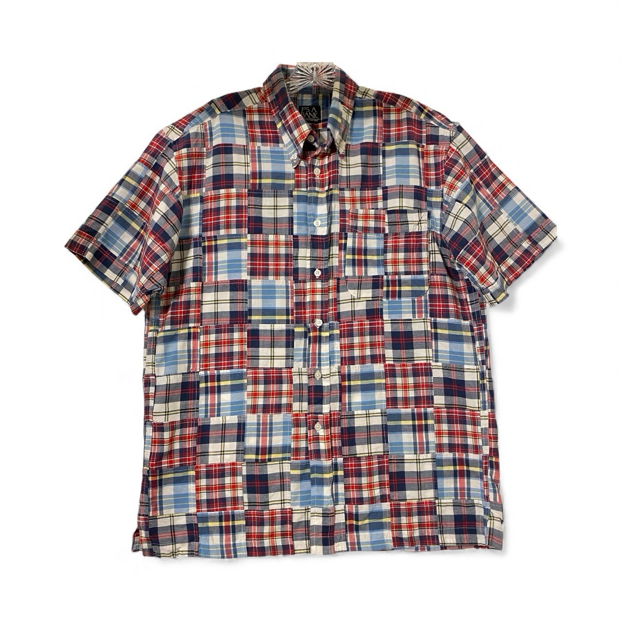 Patchwork Shirt Men M Multicolor Button Down Shor… - image 1
