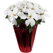 26"-White Centerpiece Artificial Christmas Poinsettia in Wrapped Base-