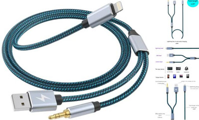 Lightning to 3.5mm Aux Cord Audio Jack 2 in 1 Charging Audio Cable Works with 