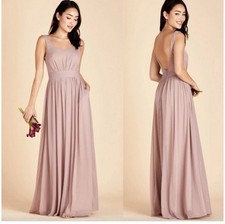 BIRDY GREY JAN Chiffon Gown MAUVE Sleeveless No Slit Pockets Bridesmaid Size L