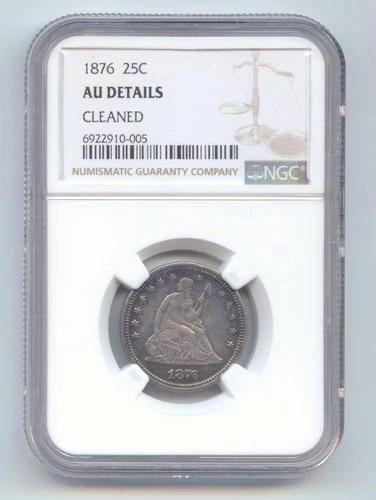 1876 Seated Liberty Quarter, Centennial Date, NGC AU Details