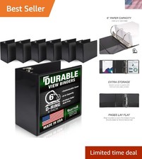 Durable 6 inch 3 Ring Binder, , Locking D Ring 100 Recycled Chipboard, Black...