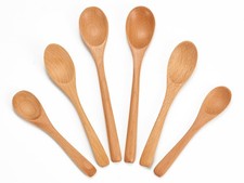 Juego de 6 cucharas de madera - Cucharas pequeñas de madera de haya premium en 3 tamaños