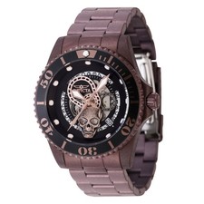 New Invicta 43mm Pro Diver NH35AAutomatic Pirate Skull Dial Brown Tone SS Watch