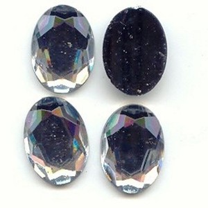 12 VINTAGE CRYSTAL ACRYLIC 18x13mm. OVAL FACETED CABOCHONS 6859