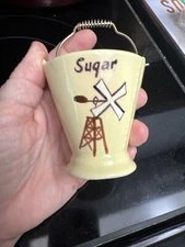 Vintage Sugar Bucket. Yellow With Windmill. So Cute!