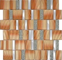 Aluminium Glasmosaik Braun Silber Wand KüChe Bad Wc 88-0013 | 10Mosaikplatten