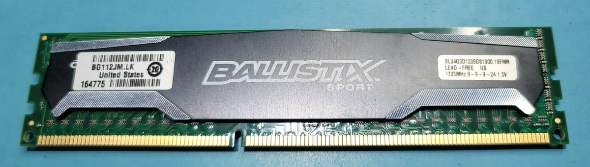 Crucial Ballistix DDR3 SDRAM 4GB PC RAM PC3-10600 DDR3-1333