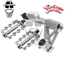 Vtg LOWRIDER Line Twisted 21.1 Stem Flat Twisted 9/16 Pedals Chrome