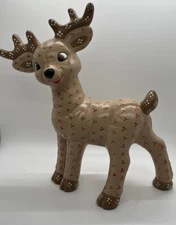Kimble Quilted Kitschy Reindeer Vintage Ceramic Rudolph Christmas 