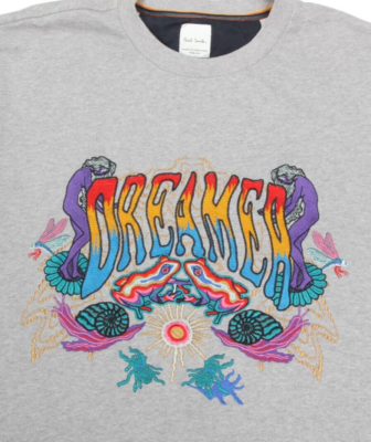 PAUL SMITH Dreamer Embroidered Psychedelic Gray Men 