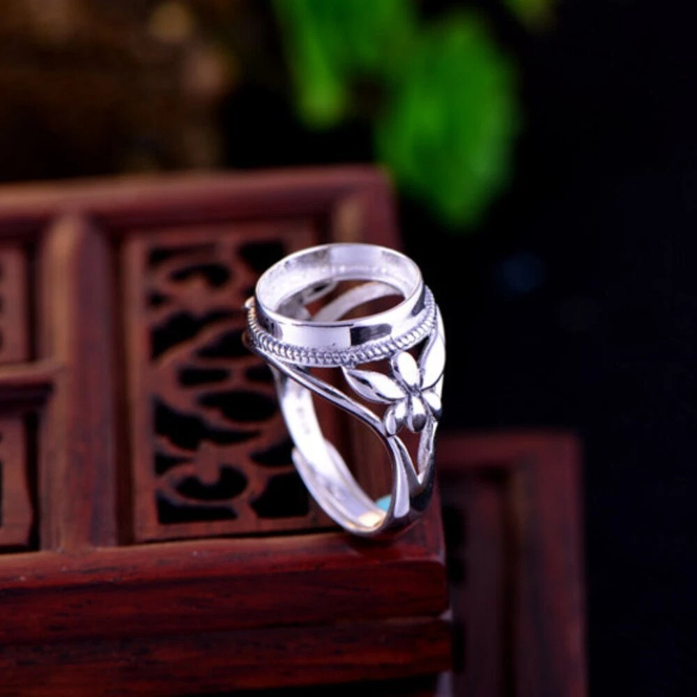 Sterling silver cabochon ring settings sale