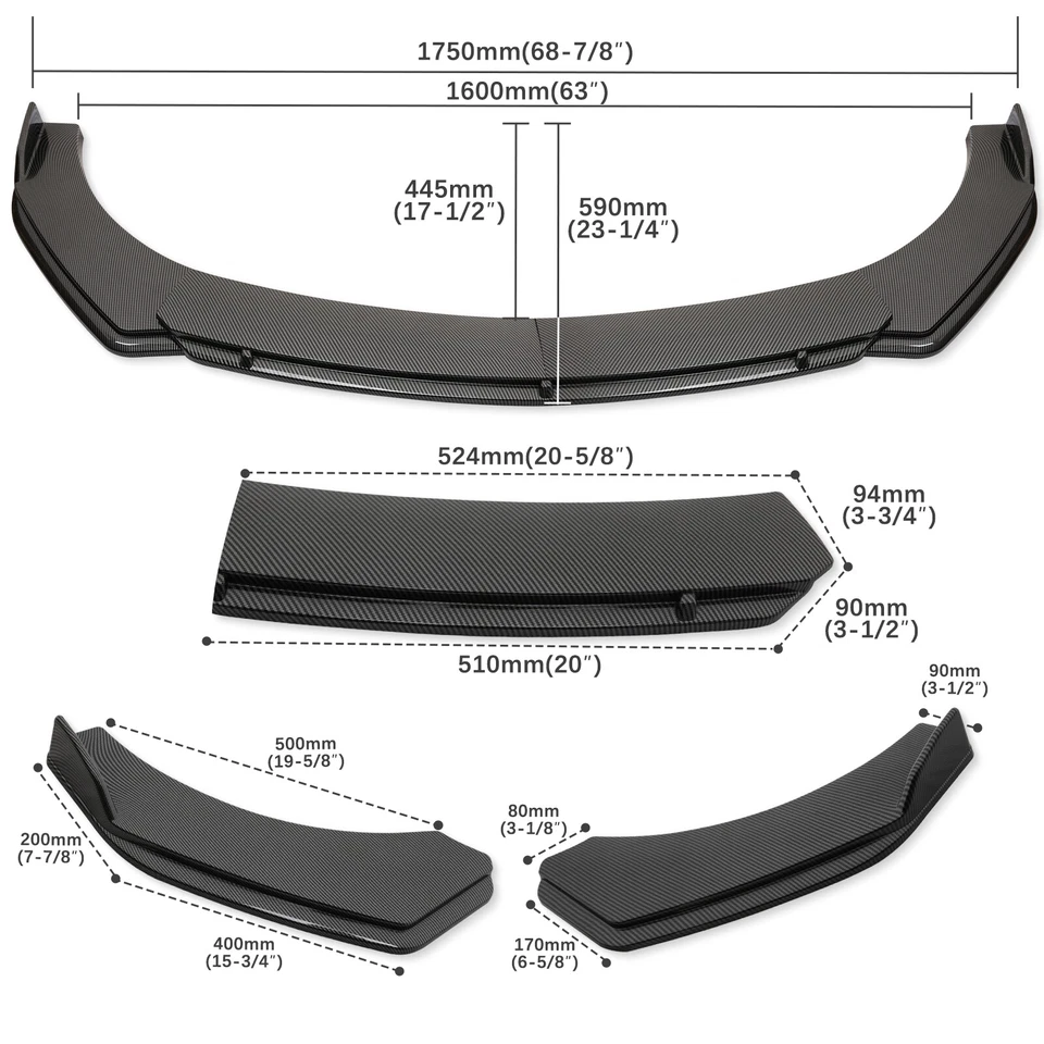 For Mercedes-Benz Carbon Front Bumper Spoiler Splitter / Side Skirt / Rear Lips - Image 2 of 4
