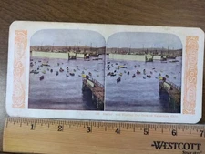 Antique Stereoscope Slide Harbor Dry Dock Valparaiso Chile #191 1905 Stereoview