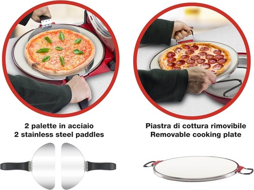 Beper P101CUD301 Pizzaofen mit Bullauge, 400°, 31 cm Keramikplatte, 5 Kochstufen - Bild 8 von 8