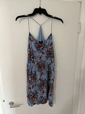 Aeropostale Halter Neck Mini Sundress Sz Medium Blue Floral