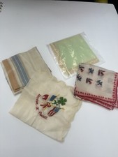 Lot Of 4 Vintage Silk Handkerchiefs / Hankies