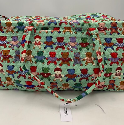 Vera Bradley Toasty Teddies XL Travel Duffel Bag Green 26