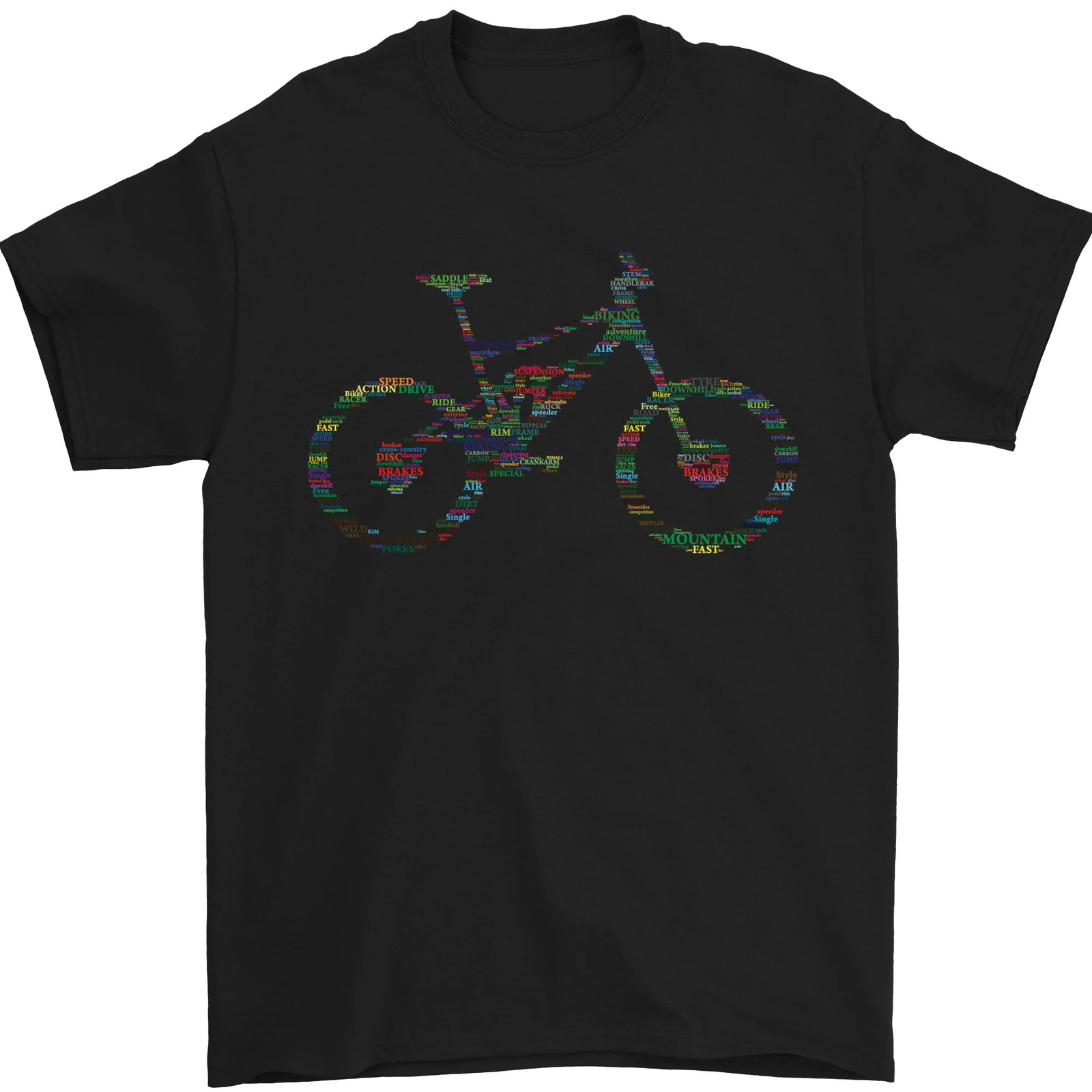 Ciclismo Palabra Nube Ciclista Bici Hombre Camiseta 100% Algodón