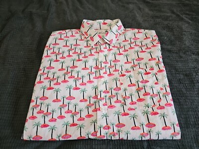 Bonobos Slim Fit White Island Hop Riviera Button-up Short Sleeve Shirt SZ Large 