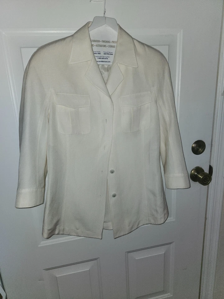 Traje pantalón mujer escada seda lino mezcla talla 38 crema Foto 2 de 4