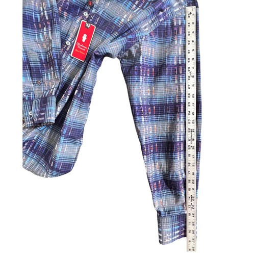 Luchiano Visconti Men's XXL Long Sleeve Button Down Cotton Blend Blue Multi NWT - 第 16/19 張圖片